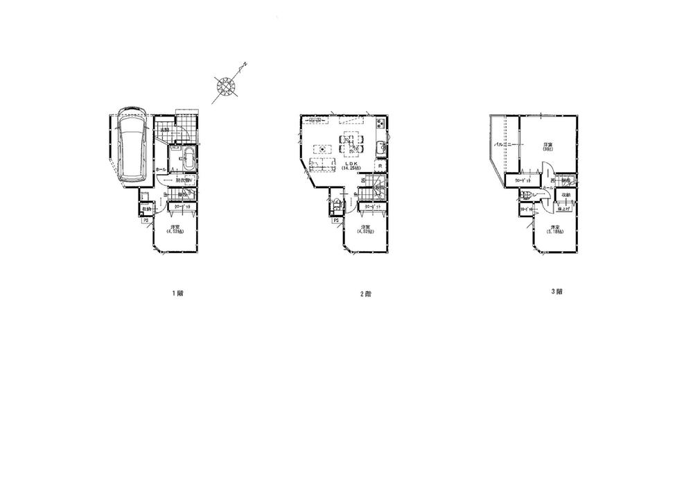 Building plan example (floor plan). Building plan example (4 Building) 4LDK, Land price 45,800,000 yen, Land area 56.25 sq m , Building price 17 million yen, Building area 89.52 sq m