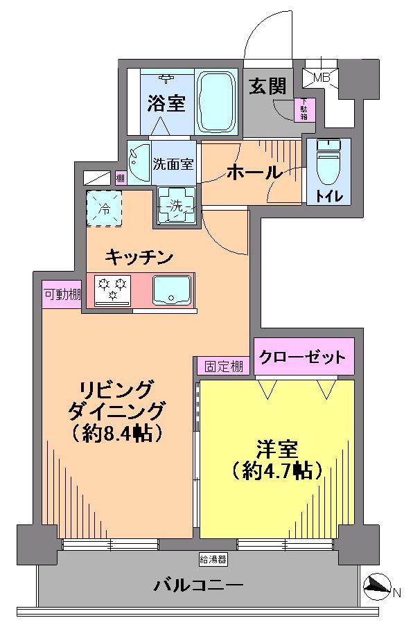 Floor plan. 1LDK, Price 19,800,000 yen, Occupied area 37.19 sq m , Balcony area 5 sq m