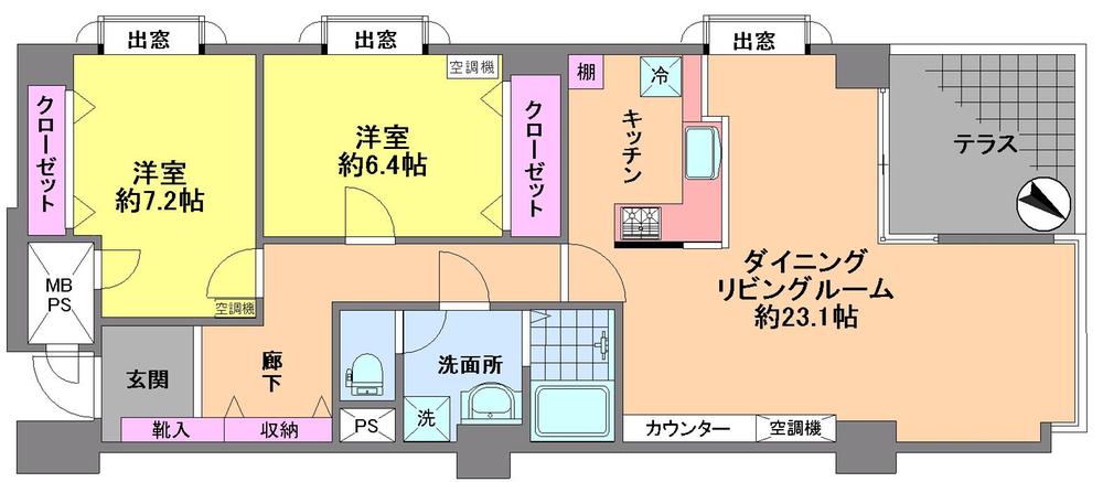Floor plan. 2LDK, Price 45,800,000 yen, Occupied area 88.02 sq m , Balcony area 8.7 sq m