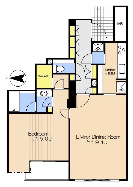 Floor plan. 1LDK, Price 128 million yen, Occupied area 92.89 sq m , Balcony area 4.23 sq m LDK about 24.6 Pledge, The living room about 15 Pledge and clear some floor plans