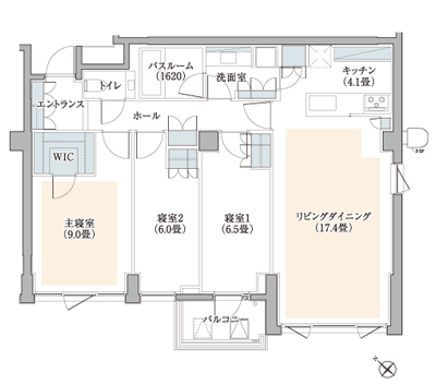 Floor: 3LDK + WIC, the occupied area: 96.35 sq m
