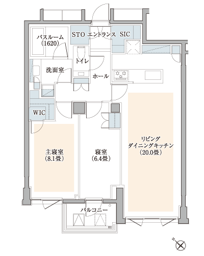 Floor: 2LDK + WIC + SIC + STO, the occupied area: 80.54 sq m