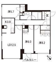 Floor: 3LDK + WIC, the occupied area: 83.27 sq m