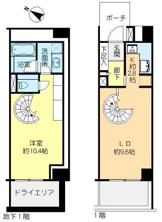 Floor plan. 1LDK, Price 42,800,000 yen, Occupied area 51.84 sq m , Balcony area 5.76 sq m
