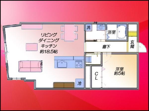 Floor plan. 1LDK, Price 28,900,000 yen, Occupied area 52.87 sq m