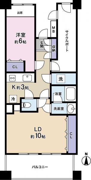 Floor plan. 1LDK+S, Price 52,800,000 yen, Occupied area 50.57 sq m , Balcony area 9.45 sq m