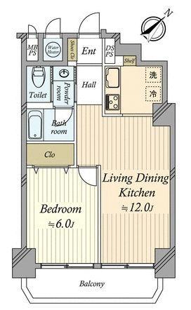 Floor plan. 1LDK, Price 22,800,000 yen, Occupied area 39.72 sq m , Balcony area 5.95 sq m