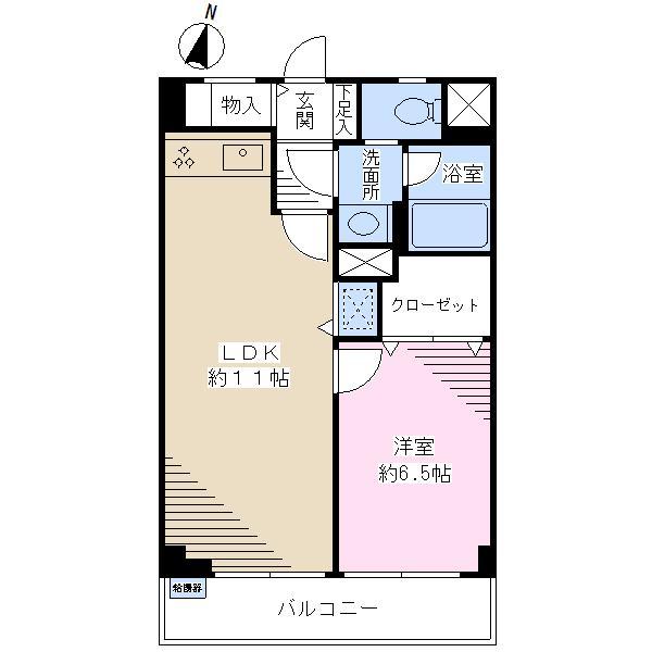 Floor plan. 1LDK, Price 29,800,000 yen, Occupied area 42.75 sq m , Balcony area 5.13 sq m