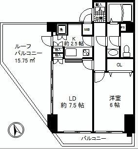 Floor plan. 1LDK, Price 34,990,000 yen, Occupied area 42.12 sq m , Balcony area 5.12 sq m
