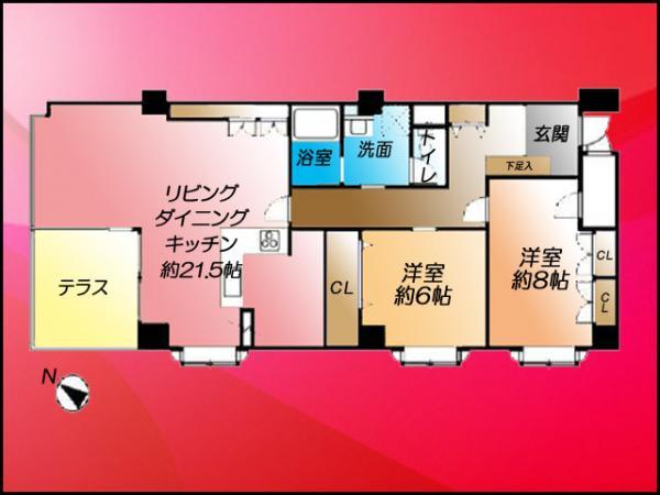 Floor plan. 2LDK, Price 45,800,000 yen, Occupied area 88.02 sq m