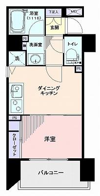 Floor plan. 1DK, Price 21,800,000 yen, Occupied area 25.85 sq m , Balcony area 3.9 sq m