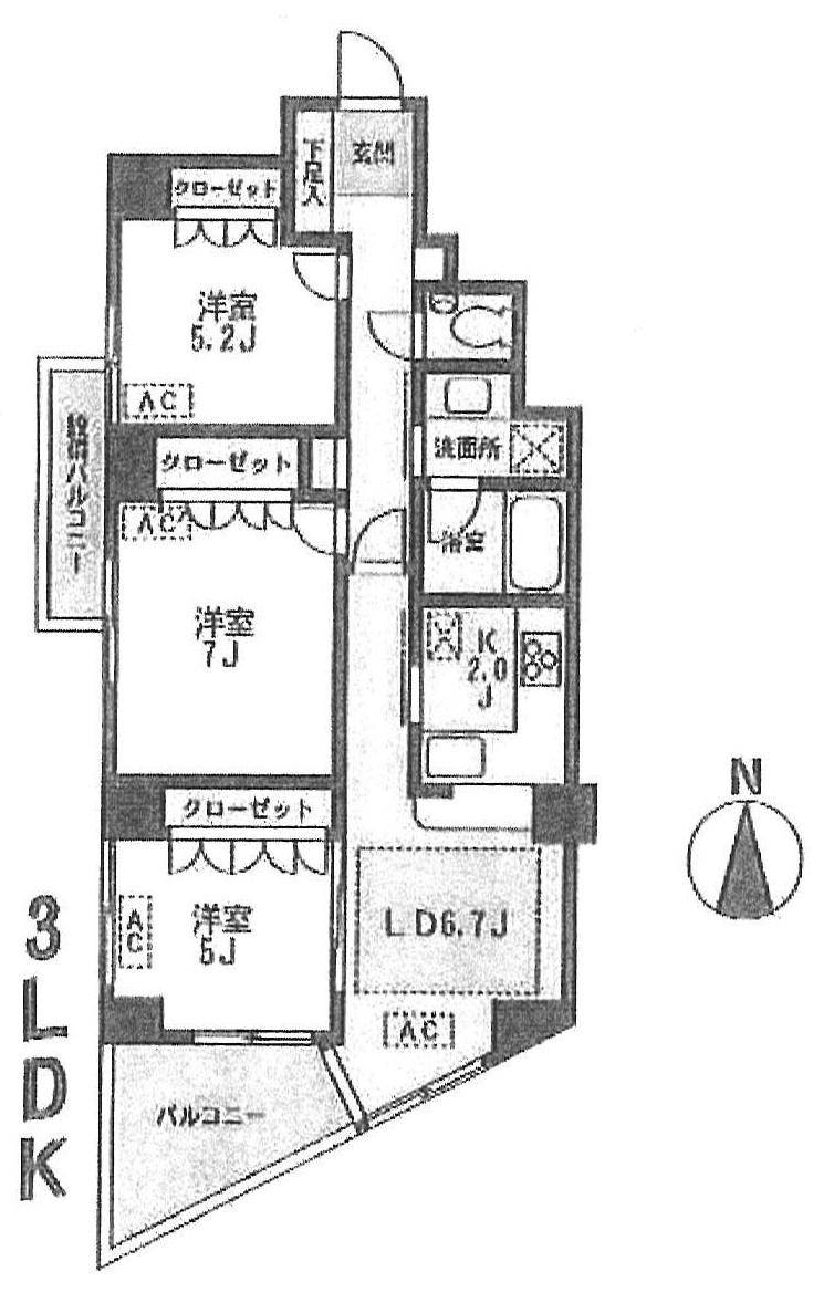 Floor plan. 3LDK, Price 48 million yen, Footprint 67.8 sq m , Balcony area 8.91 sq m floor plan of easy-to-use corner room (status quo 2LDK)