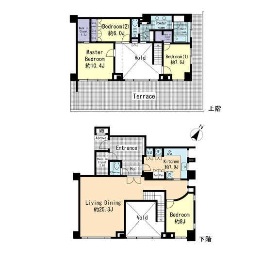 Floor plan. 4LDK, Price 215 million yen, Footprint 187.58 sq m , Balcony area 57.68 sq m