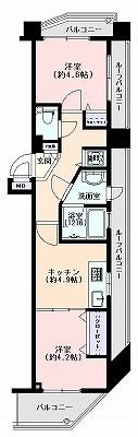 Floor plan. 2K, Price 35,800,000 yen, Occupied area 38.13 sq m , Balcony area 5.61 sq m