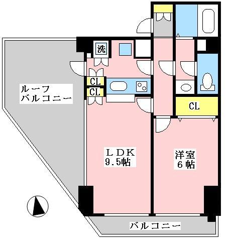 Floor plan. 1LDK, Price 34,990,000 yen, Occupied area 42.12 sq m , Balcony area 5.12 sq m