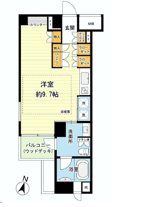 Floor plan. Price 33,500,000 yen, Occupied area 30.68 sq m , Balcony area 2.48 sq m