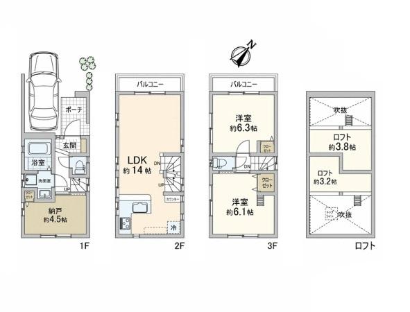 Floor plan. 52,800,000 yen, 3LDK, Land area 41.03 sq m , Building area 71.88 sq m