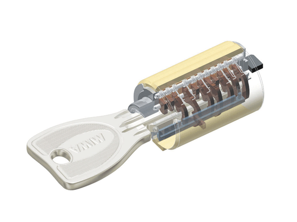 Security.  [Dimple key] Lock is, Duplication of keys was an excellent dimple cylinder difficult and anti-picking performance. (Conceptual diagram)