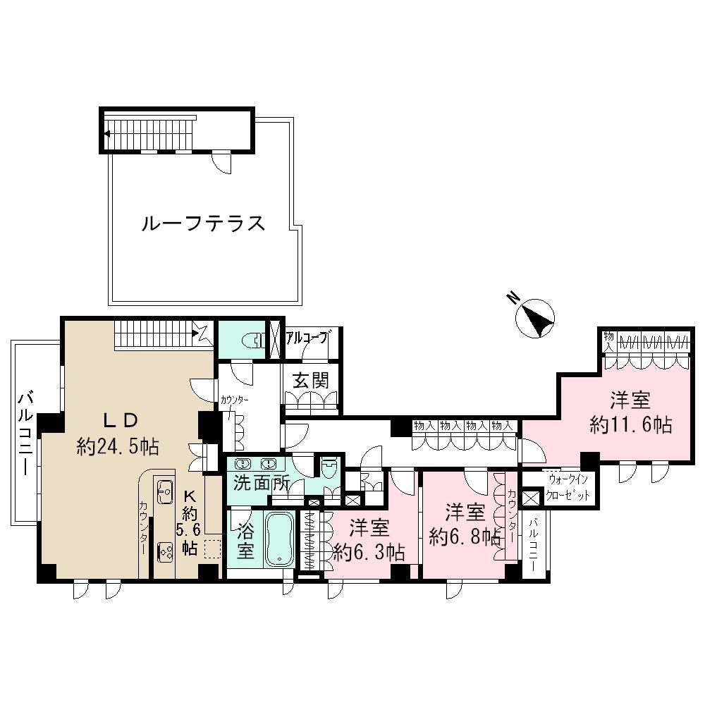 Floor plan. 3LDK, Price 200 million 48 million yen, The area occupied 151.6 sq m , Balcony area 7.81 sq m