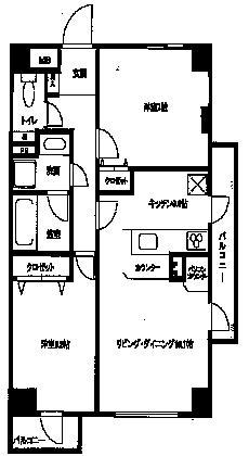 Floor plan. 2LDK, Price 49,800,000 yen, Occupied area 61.08 sq m , Balcony area 6.6 sq m