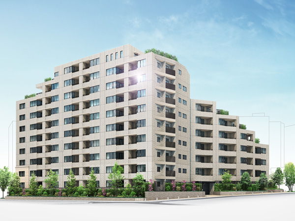 Features of the building.  [Exterior CG] Station 3-minute walk. Rooftop gardens that wrap gently mansion in richness, such as to draw one of the garden. Trees connected to the roadside moisten even the hearts of the people go street. Sidewalk-like open space bench and interlocking which arranged a soft footlights Yuku changed into a landscape filled the streets themselves to moisture. Green breath disposed attentive also on site, It has been made landscape design to provide a rich four seasons in the mansion and the city.