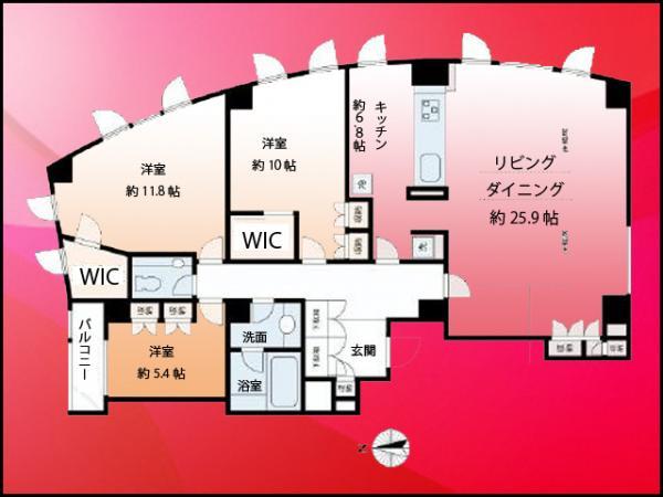 Floor plan. 3LDK, Price 83,900,000 yen, Footprint 136.22 sq m , Balcony area 2.51 sq m 3LDK About 136.22 square meters