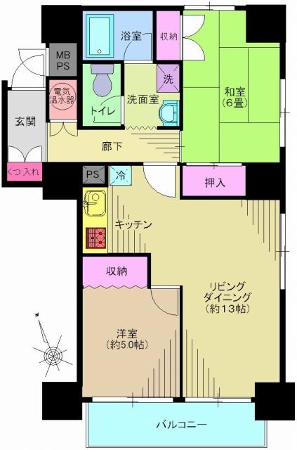 Floor plan. 2LDK, Price 28.8 million yen, Occupied area 60.85 sq m , Balcony area 4.44 sq m