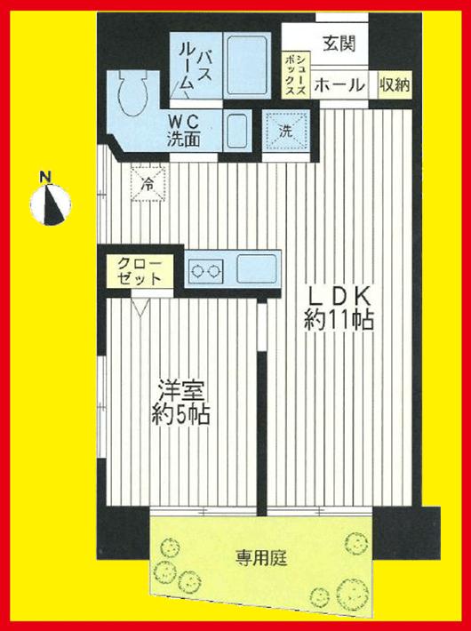 Floor plan. 1LDK, Price 18.9 million yen, Footprint 36.5 sq m