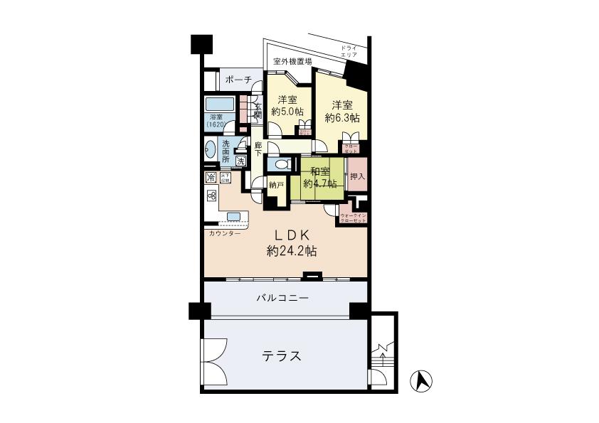 Floor plan. 3LDK + S (storeroom), Price 64,900,000 yen, Occupied area 93.01 sq m , Balcony area 17.6 sq m 93 sq m more than large 3LDK. Becoming easy-to-use arrangement.