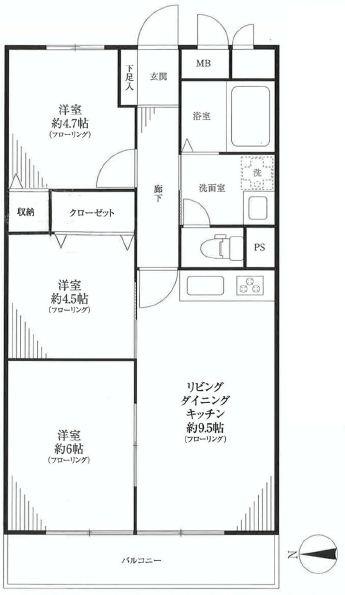 Floor plan. 2LDK + S (storeroom), Price 27,800,000 yen, Occupied area 57.12 sq m , Balcony area 6.72 sq m