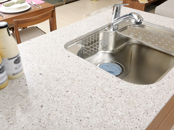 Kitchen.  [Luxury artificial stone counter] Adopting the texture rich and beautiful luxury artificial stone Fiorentino Stone. Strongly to dirt, Easy daily care. It keeps longer beauty.