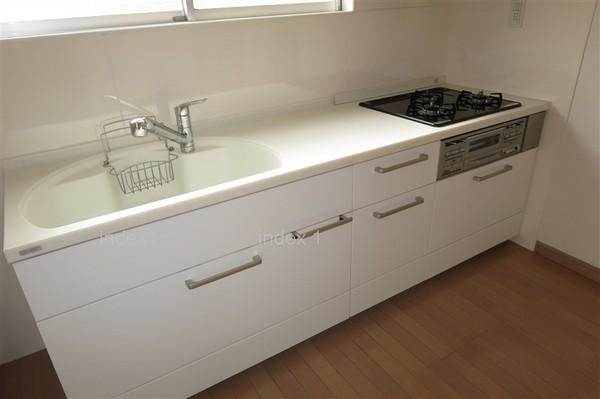 Kitchen. Dishes Hakadori likely in the 3-burner stove