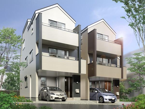 Rendering (appearance). Exterior - Rendering (A Building left, B Building right)