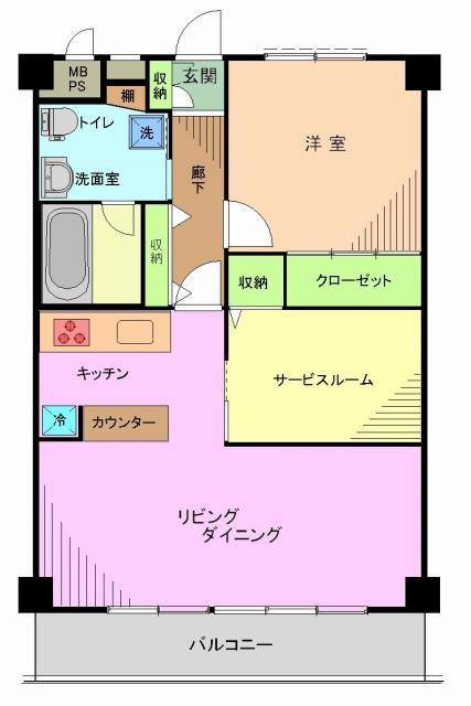 Floor plan. 1LDK + S (storeroom), Price 26,800,000 yen, Occupied area 60.12 sq m , Balcony area 7.08 sq m