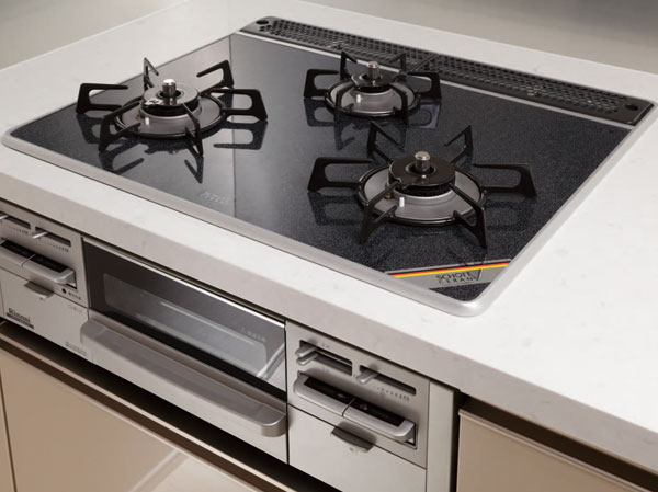 Kitchen.  [Glass top stove] The top plate, Adopt a heat-resistant glass. Easy to clean fallen dirt just wipe lightly because the irregularities are not.