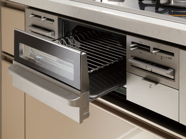 Kitchen.  [Water without a double-sided grill] It is not necessary to put water into the grill pan, Above ingredients ・ Bake quickly clean without flipped under burner.