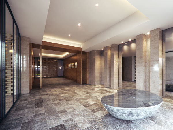 Shared facilities.  [Urban aesthetics and design residences with high quality] The building, Following the Italian Palazzo, Was aimed at fine mansion feel the status up a notch. Entrance Hall from the entrance, Approach to the building leading to the conservatory, Including the watermark loading screen, A beautiful space nestled in the material that is warm and luxury has been created. (Entrance Hall Rendering)