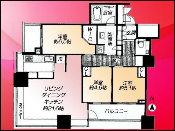 Floor plan. 3LDK, Price 99,700,000 yen, Occupied area 87.13 sq m , Balcony area 10.73 sq m easy-to-use floor plan