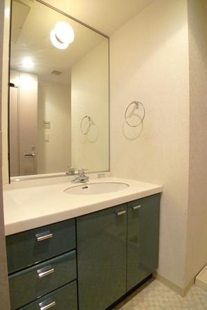 Wash basin, toilet. Washroom