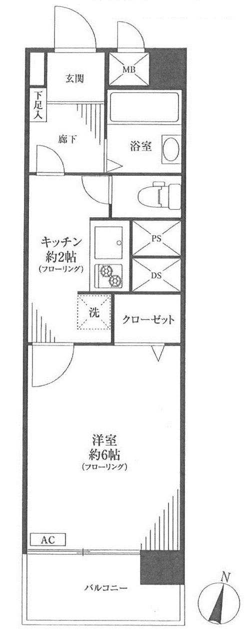 Floor plan. 1K, Price 11.3 million yen, Occupied area 26.69 sq m , Balcony area 4.26 sq m
