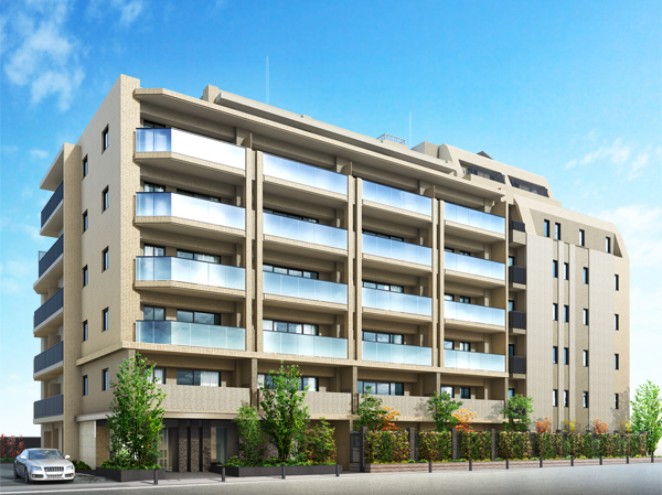 Features of the building.  [Exterior - Rendering] Green full of moisture that has been praised at the feet, Shine bright, Tiles and that the earth color tones, Bright refinement which the glass material is woven. Entrance, which is composed of materials and designs that disconnect commitment refrain from the back of the symbol tree.