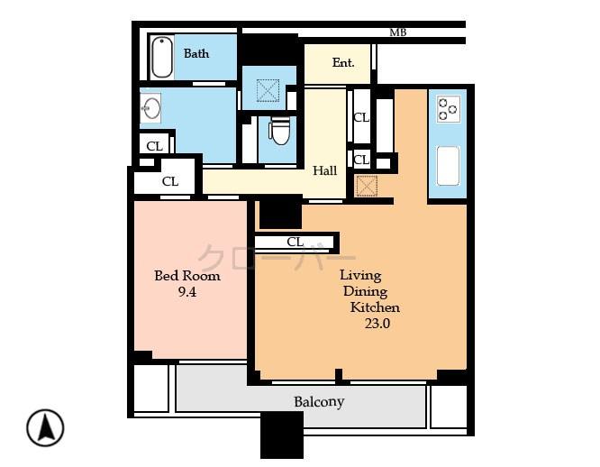 Floor plan. 2LDK, Price 24,200,000 yen, Footprint 55.3 sq m , Balcony area 3.91 sq m
