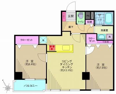Floor plan. 2LDK, Price 29,800,000 yen, Occupied area 56.12 sq m , Balcony area 2.83 sq m