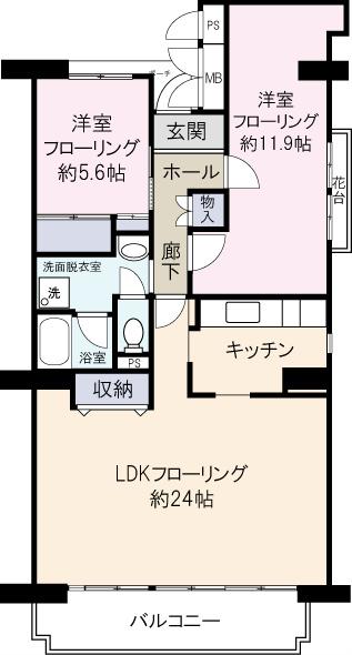 Floor plan. 2LDK, Price 36,800,000 yen, Occupied area 87.31 sq m , Balcony area 10.44 sq m was originally fix the Matrix of 4LDK to 2LDK!