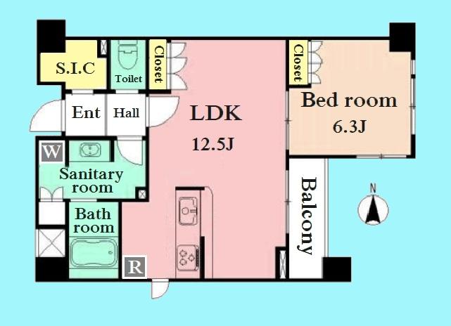 Floor plan. 1LDK, Price 33,900,000 yen, Occupied area 53.81 sq m , Balcony area 5.61 sq m