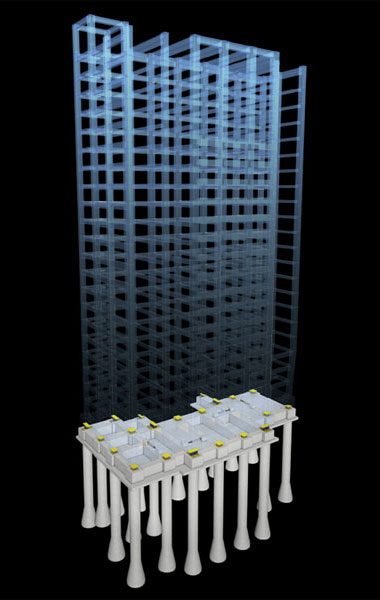 Seismic isolation concept CG ※ In fact a somewhat different in a representation of a seismic isolation structure in perspective the internal building frame based on the drawings of the planning stage.