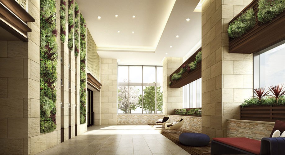 Grand Lobby Rendering CG ※ All of Rendering CG of the web is shaped by those that caused draw based on the drawings of the planning stage ・ Slightly different from the actual color, etc., It may be subject to change by reason or the like on the future construction. Also, Details of the appearance shape, Representation of such equipment has been omitted.