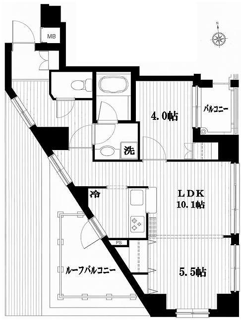 Floor plan. 2LDK, Price 34,800,000 yen, Occupied area 50.55 sq m , Balcony area 2.83 sq m
