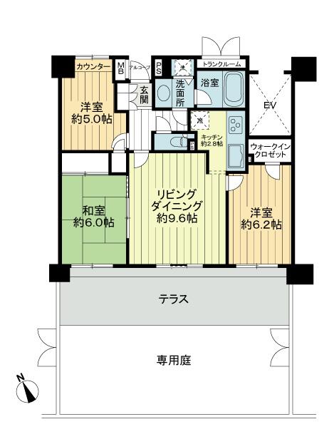 Floor plan. 3LDK, Price 39,800,000 yen, Occupied area 67.17 sq m wide span (about 9m)
