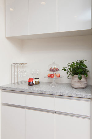 Kitchen.  [Cupboard] In addition to the system kitchen, It was up and down and storage, The cupboard provided with a natural stone counter comes standard with.